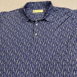 SHIRT GOLF POLO Donald Ross MENS XL NAVY SPRING Print Performance Polyester